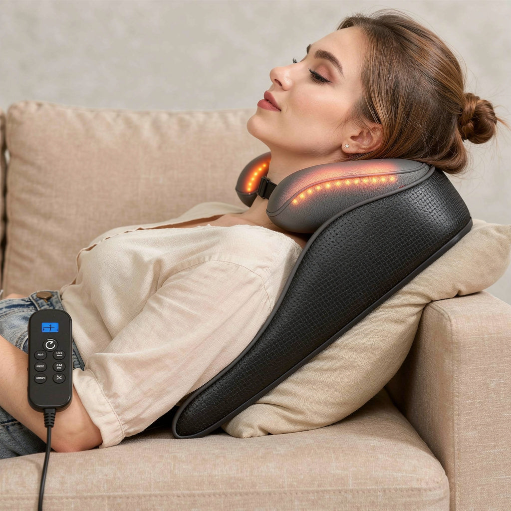 Manufacturer Direct Electric Shiatsu Head Neck Cervical Ttraction Body Massager Car Back Pillow with Heating Vibrating Massage D