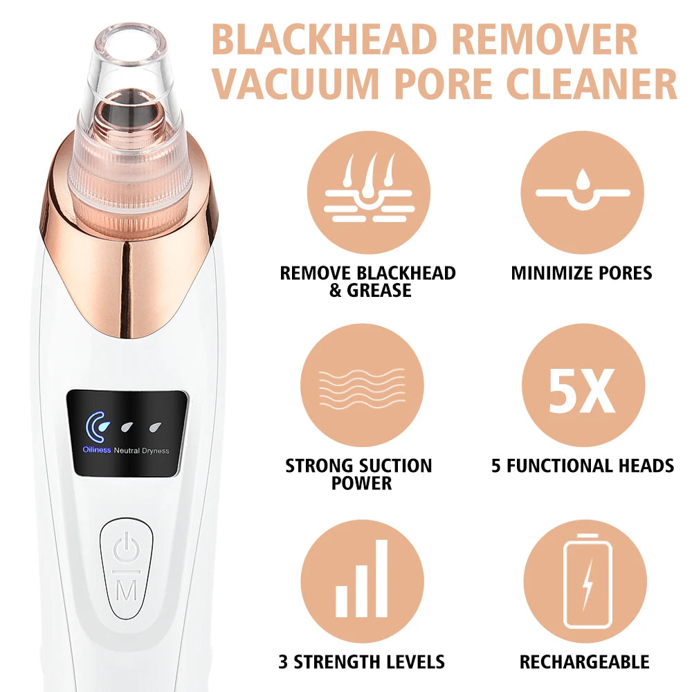 3 Suction Mode Blackhead Remover Face Cleansing Beauty Machine Dead Skin Remover Face Vacuum Blackhead Removal Skin Care Tool