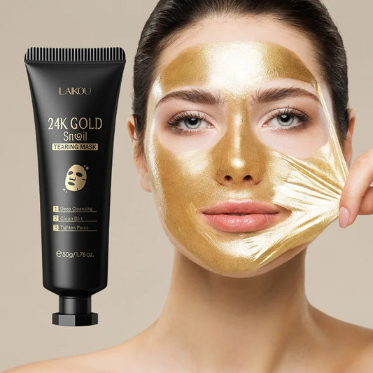 Laikou Sakura Peeling Facial Mask with 24K Gold - Anti-Wrinkle, Brightening and Blackhead Removing
