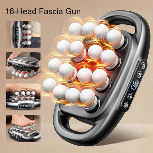 Massager Gun Set Deep Tissue Body Fitness Muscle Electric Relax Massager for Back Shoulders Legs Foot 16 Heads